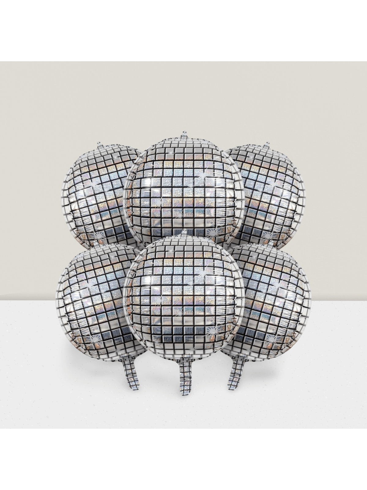 6 Pc 22 Inch Silver Disco Ball Foil Balloons for Retro Parties Birthday and Graduation