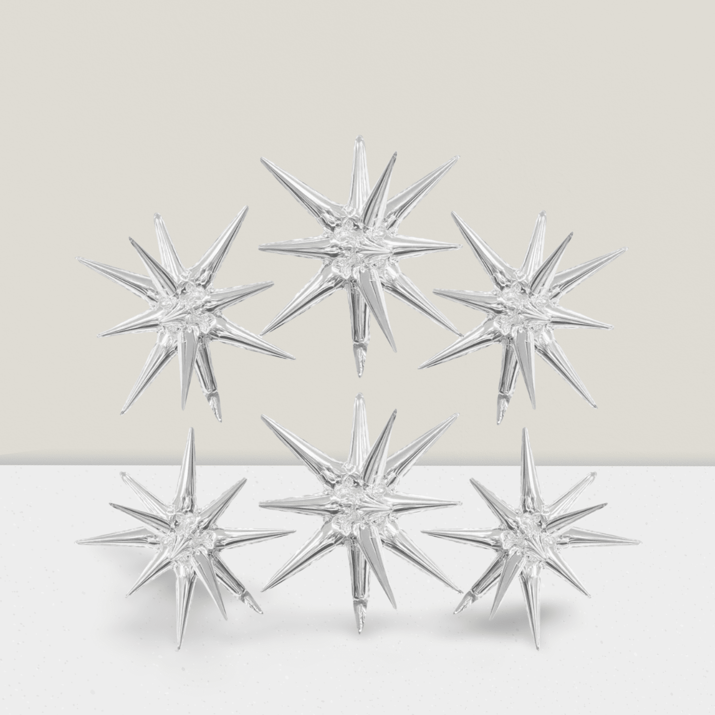 6 Pc 22 Inch Silver Star Foil Balloons for Christmas Birthday and Party Decor