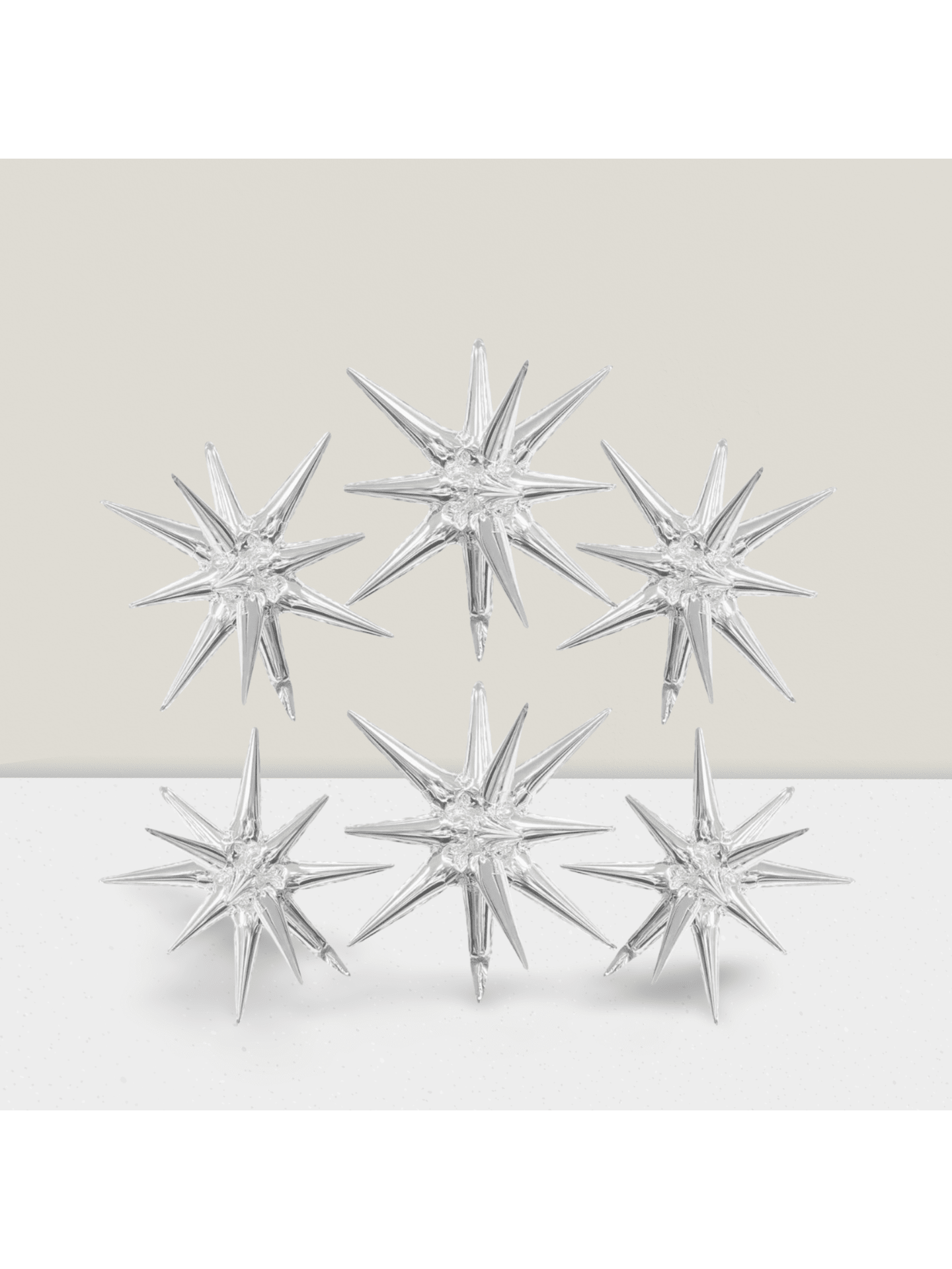 6 Pc 22 Inch Silver Star Foil Balloons for Christmas Birthday and Party Decor