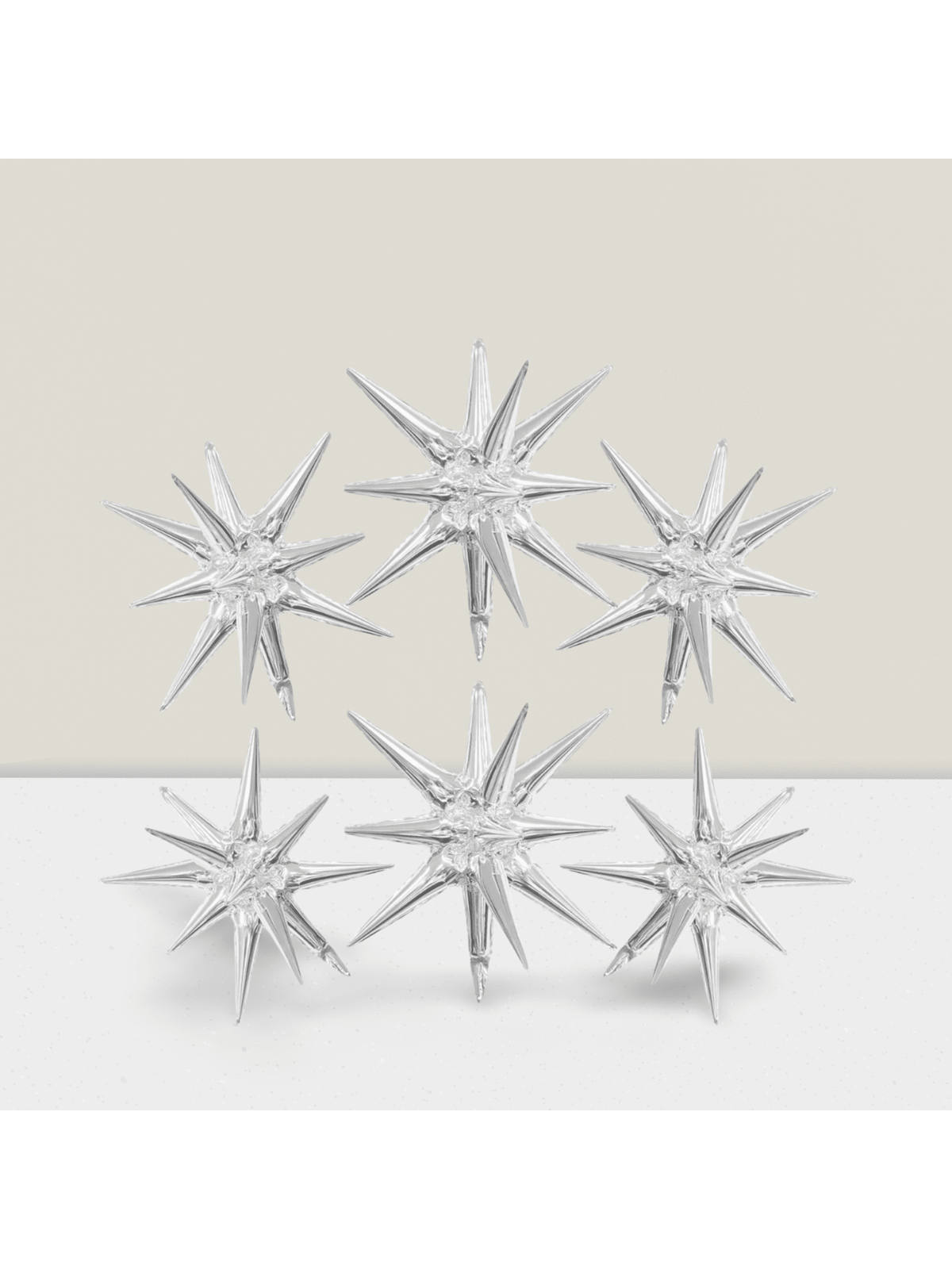 6 Pc 22 Inch Silver Star Foil Balloons for Christmas Birthday and Party Decor