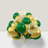 50 Green and Gold Balloons with Confetti for Graduation Birthday and Party Decor
