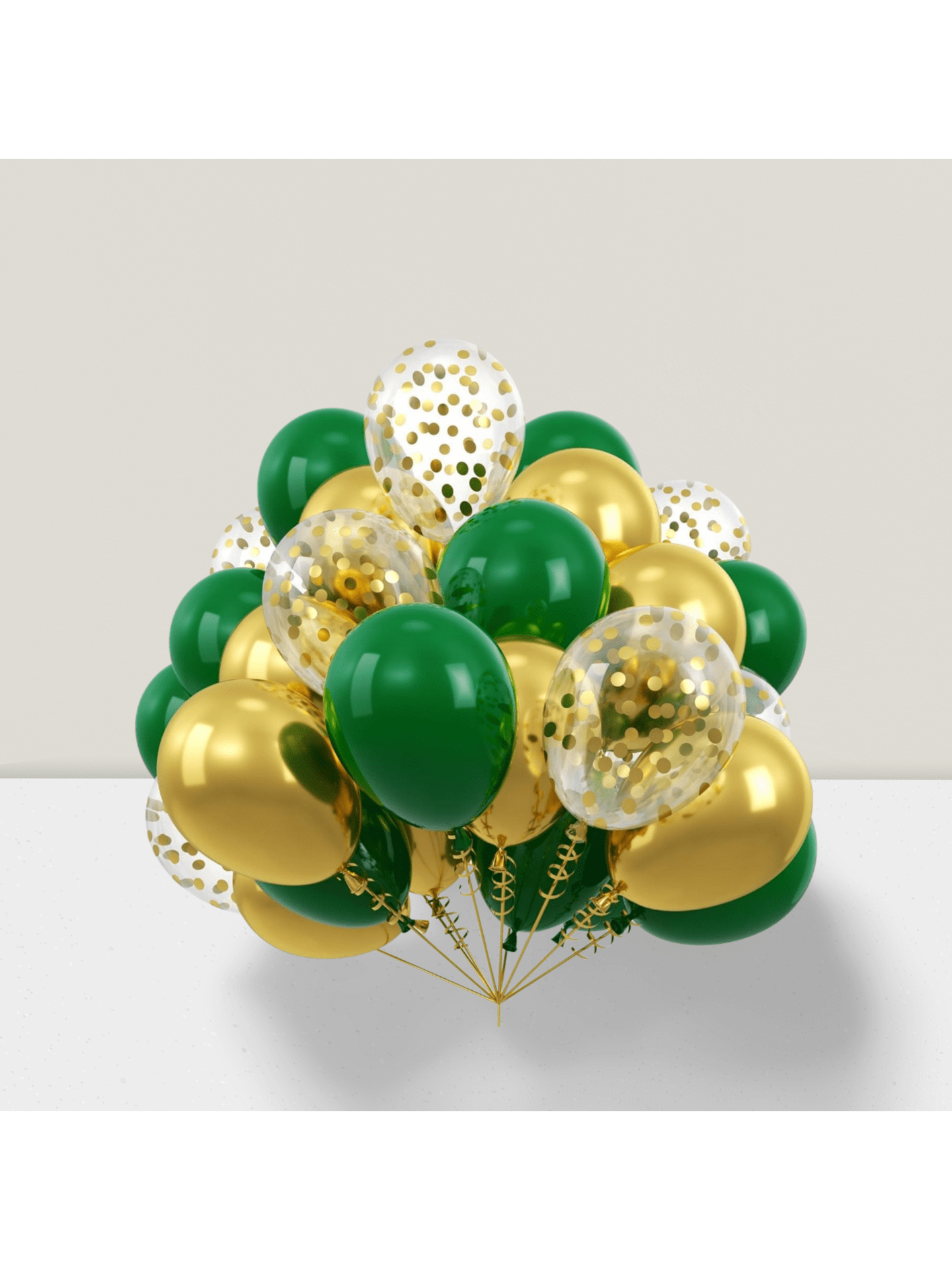 50 Green and Gold Balloons with Confetti for Graduation Birthday and Party Decor