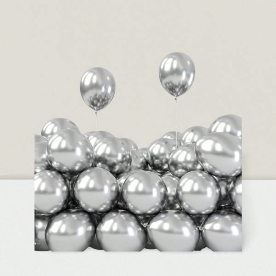 120 Pcs 5" Silver Metallic Balloons For Garland, Arch, Birthday & Wedding Party Decor