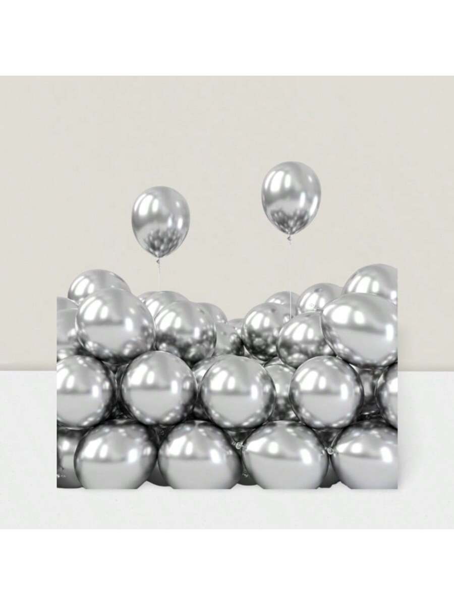 120 Pcs 5" Silver Metallic Balloons For Garland, Arch, Birthday & Wedding Party Decor