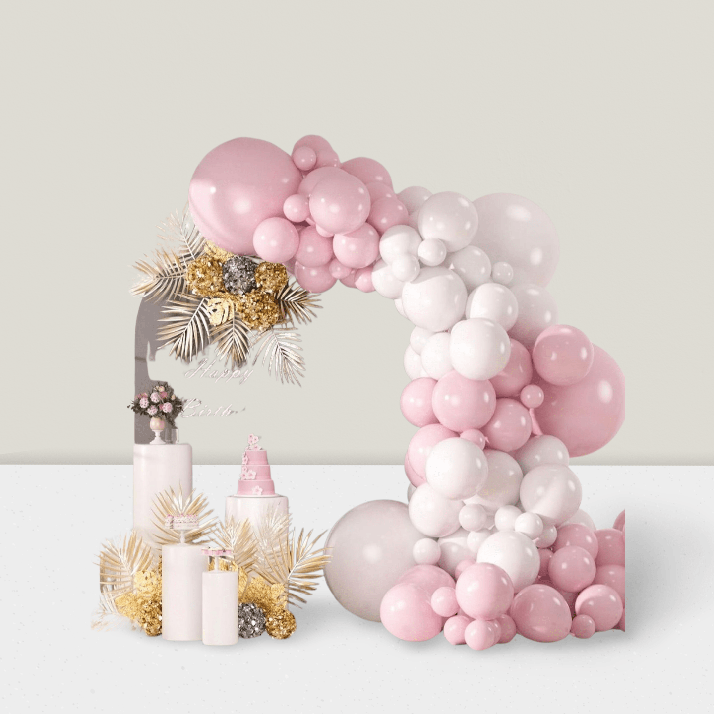 130 Pastel Pink and White Balloon Garland Kit for Baby Shower Birthday and Wedding