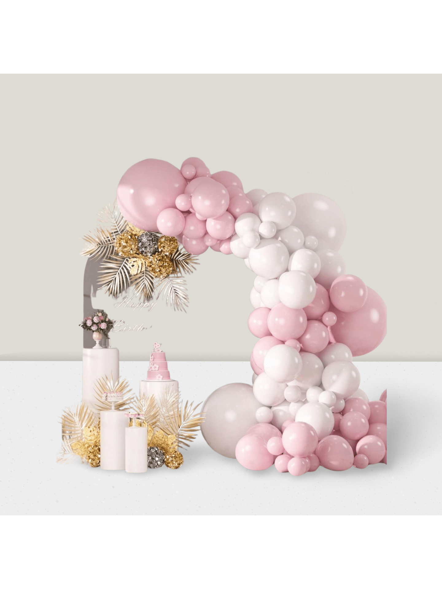 130 Pastel Pink and White Balloon Garland Kit for Baby Shower Birthday and Wedding