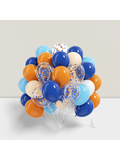 60 Blue Orange and White Balloons with Confetti for Baby Shower and Party Decor