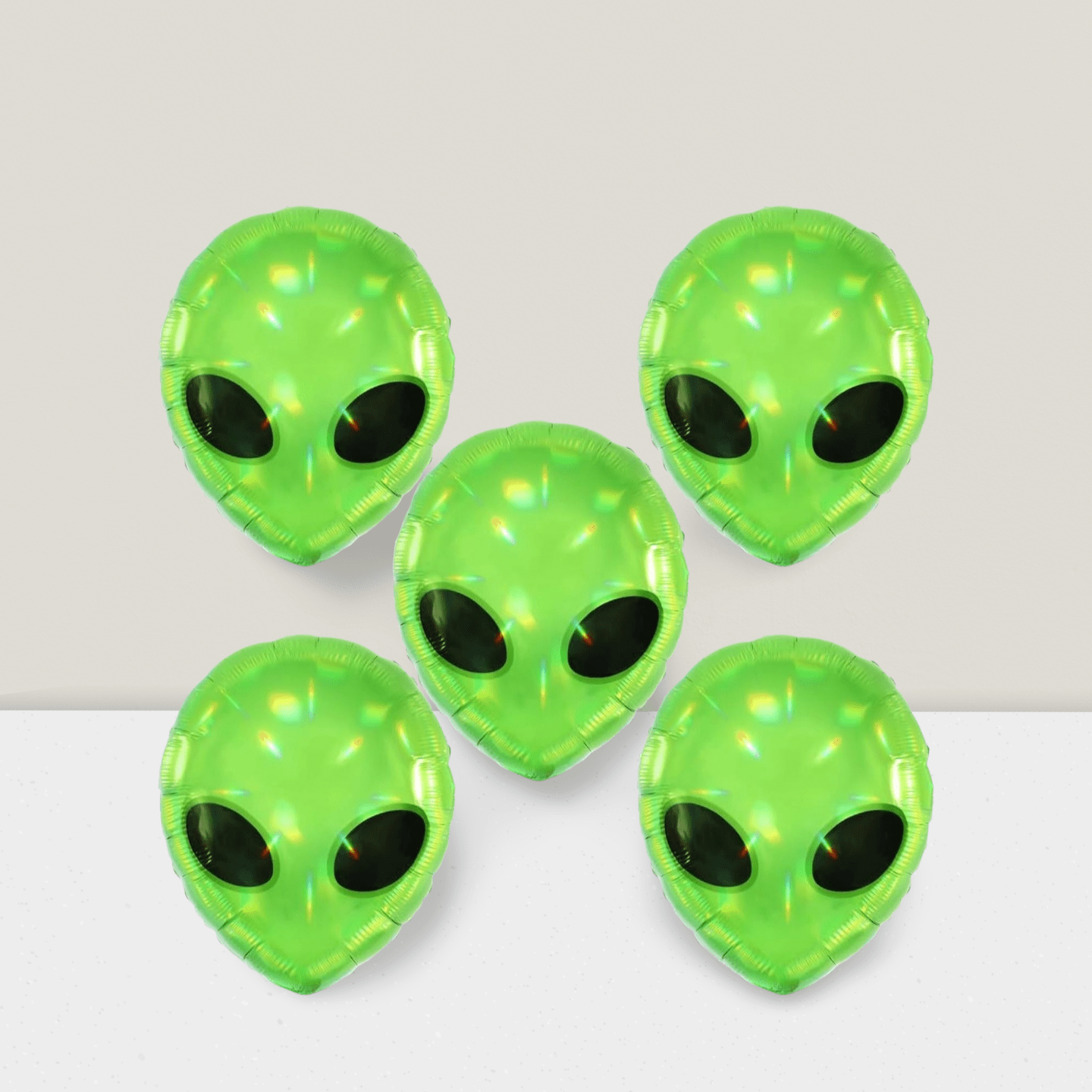5pcs Alien Head & UFO Balloons For Outer Space Birthday, Baby Shower, Carnival, Halloween Decor -