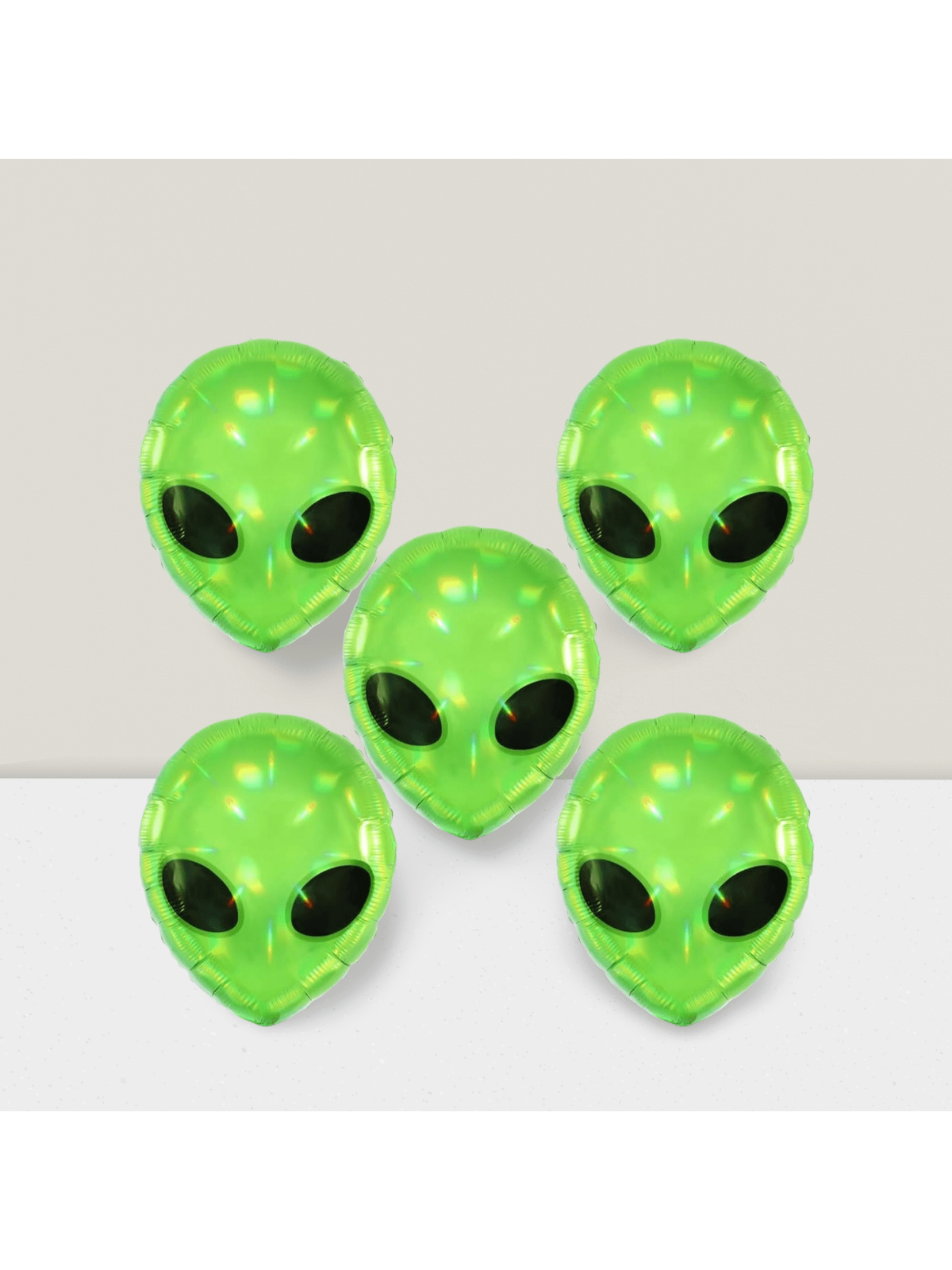 5pcs Alien Head & UFO Balloons For Outer Space Birthday, Baby Shower, Carnival, Halloween Decor -