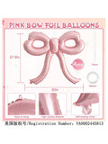 4 Pc Pink Bow Foil Balloons for Birthday Baby Shower and Wedding Decor