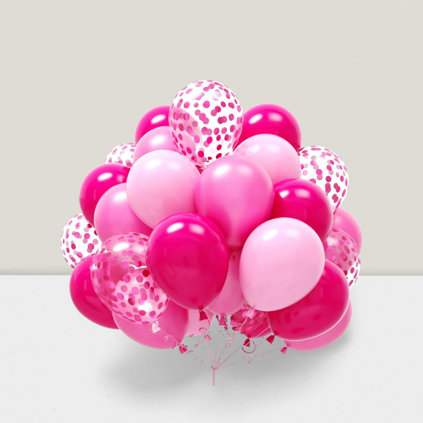 60pcs Hot & Baby Pink 12in Balloons with Confetti for Valentines Baby Shower & Wedding
