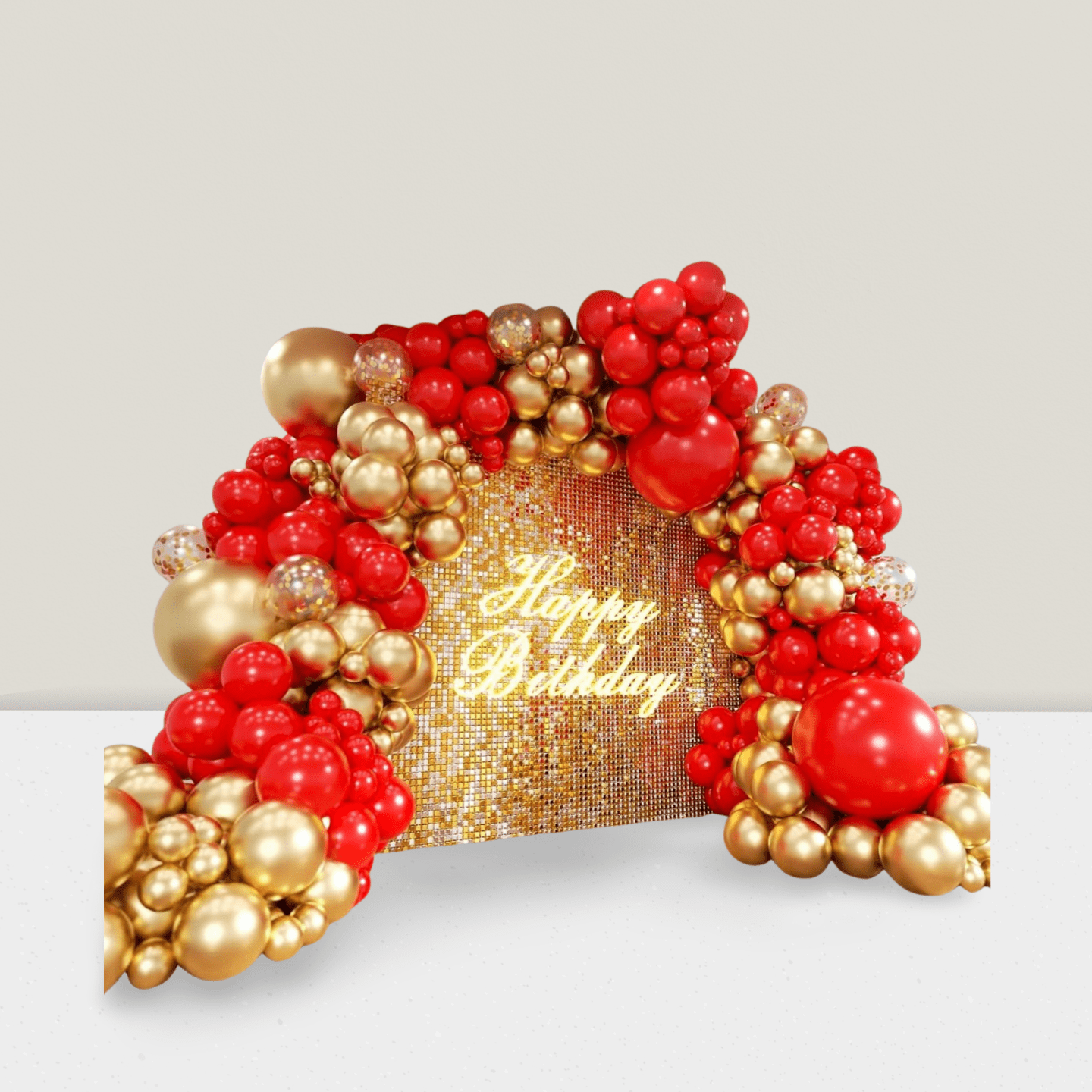 140 Pc Red and Gold Balloon Arch Kit with Confetti for Valentines Wedding and Anniversaries