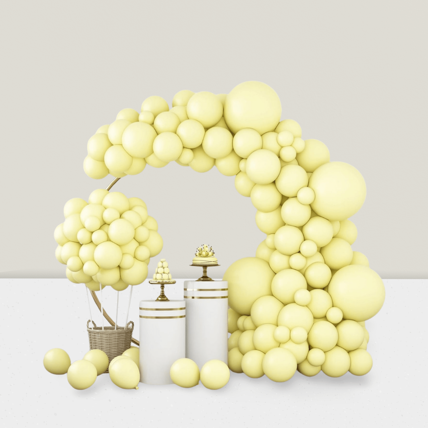 129Pcs Pastel Yellow Balloon Arch Kit Mixed Sizes For Birthday, Wedding & Party Decor