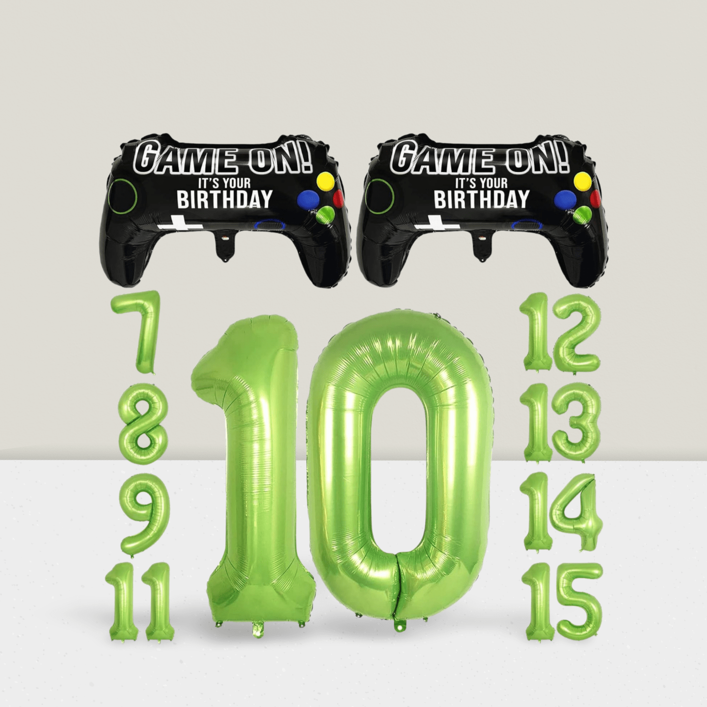 Video Game Party Balloons for Boys 10th Birthday with Controller & Number