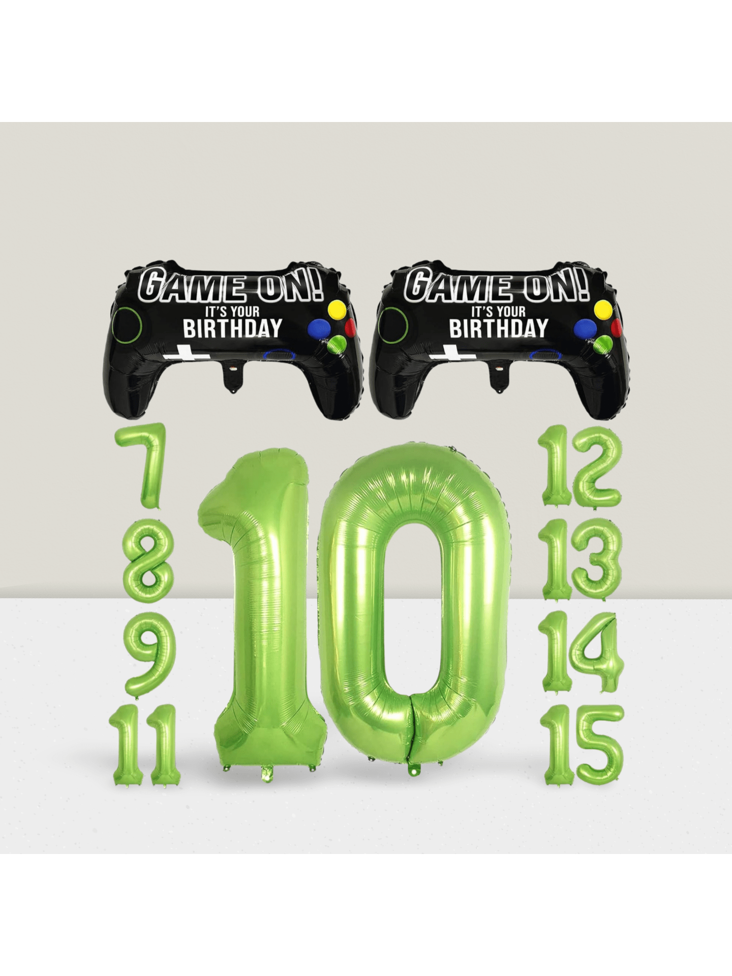 Video Game Party Balloons for Boys 10th Birthday with Controller & Number