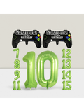 Video Game Party Balloons for Boys 10th Birthday with Controller & Number