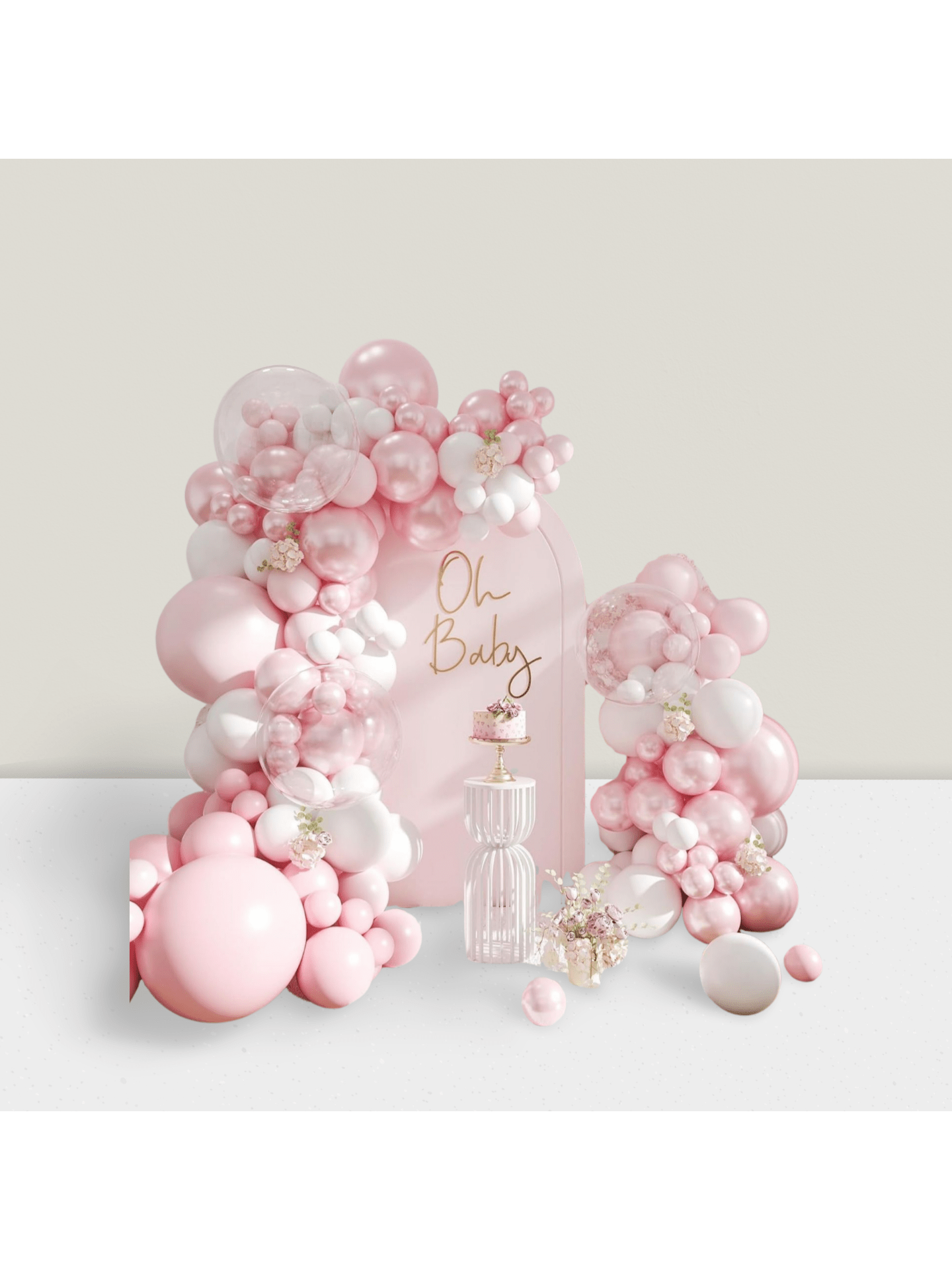 108pcs Pink Balloon Arch Kit with Pearl Macaron & White Balloons for Parties