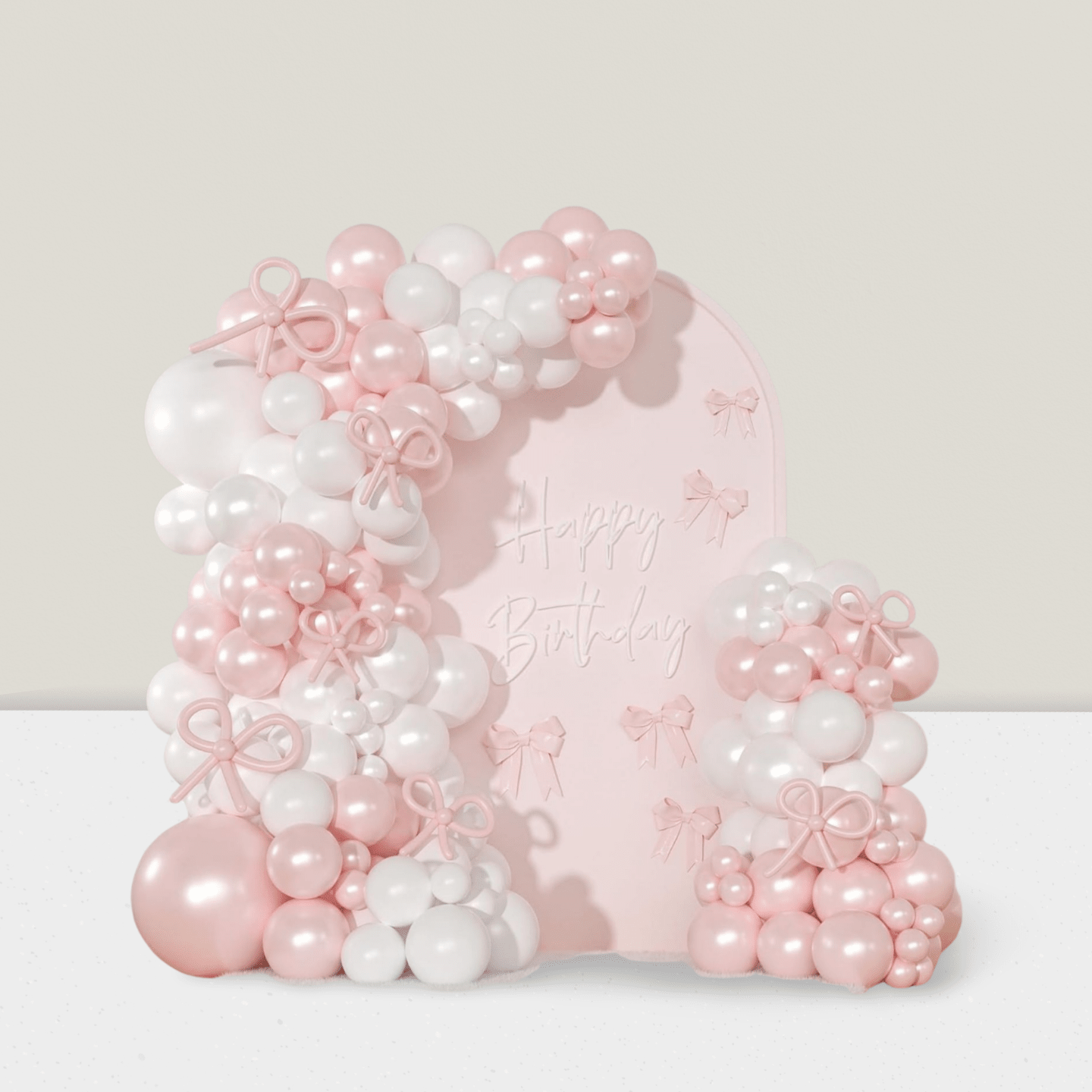 116pcs Pink White Balloon Arch Kit with Pearl Bow for Weddings & Parties
