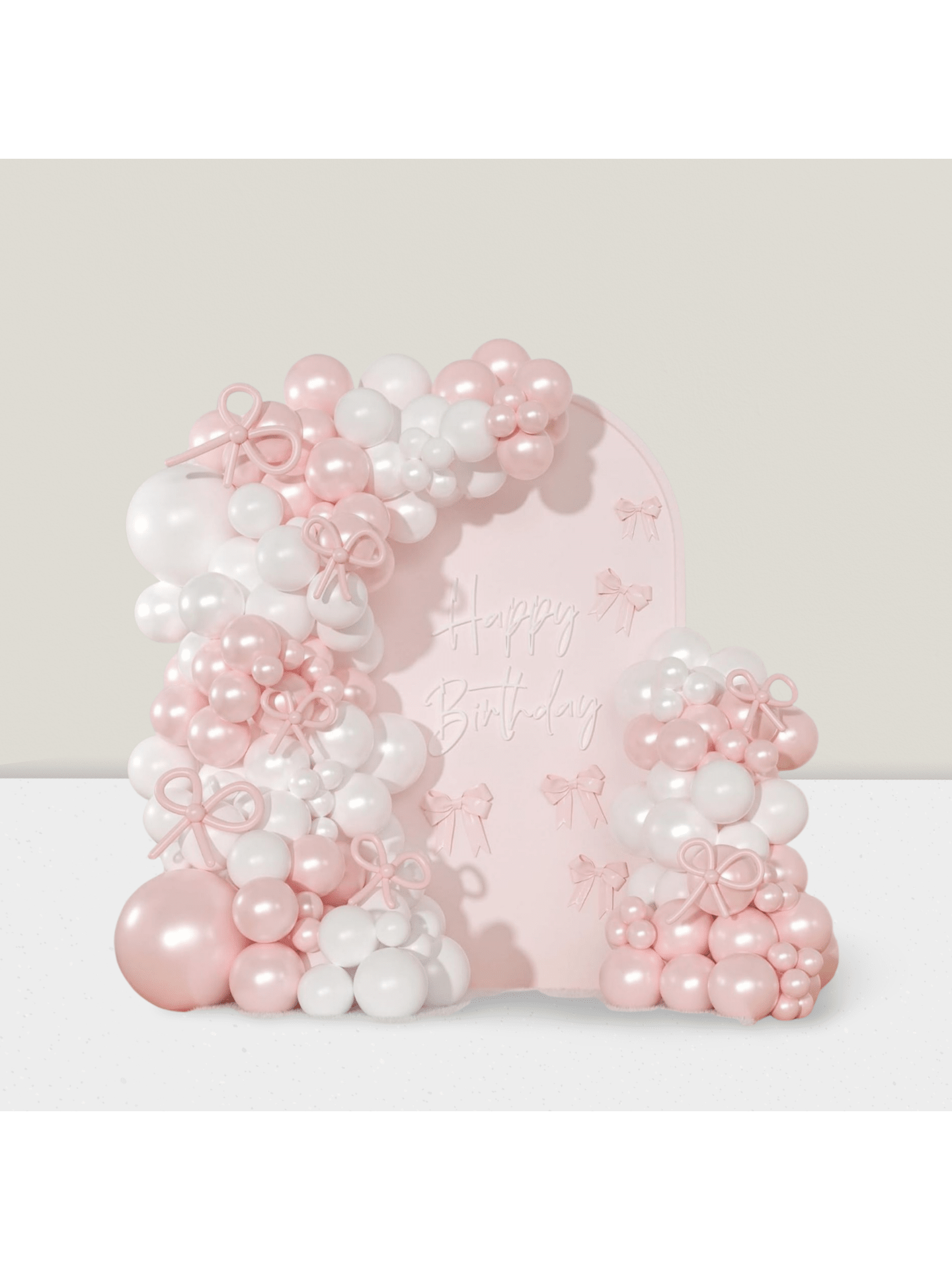 116pcs Pink White Balloon Arch Kit with Pearl Bow for Weddings & Parties