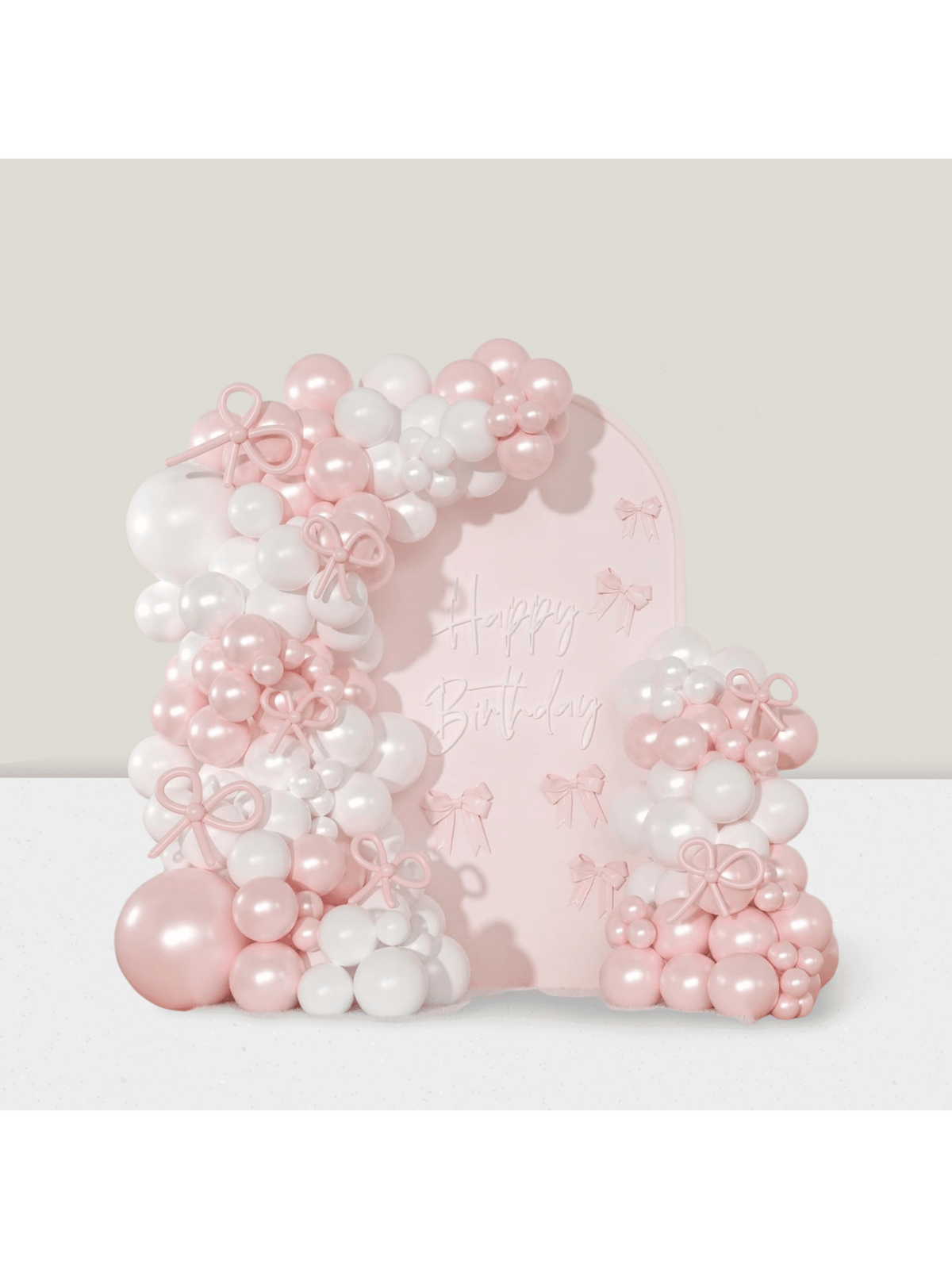116pcs Pink White Balloon Arch Kit with Pearl Bow for Weddings & Parties