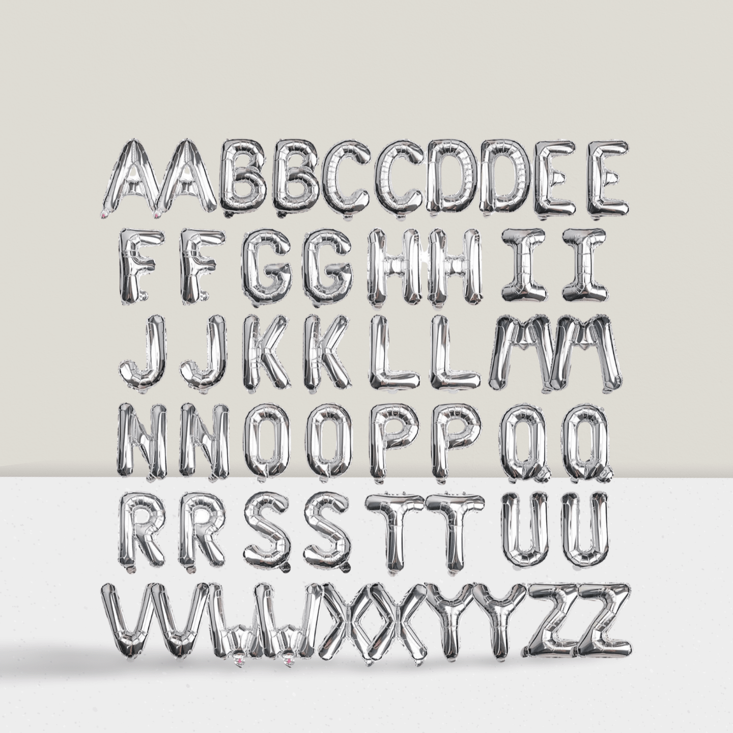 52pcs 16" Silver Foil Letter Balloons A-Z 2 Sets for Parties Graduation NYE