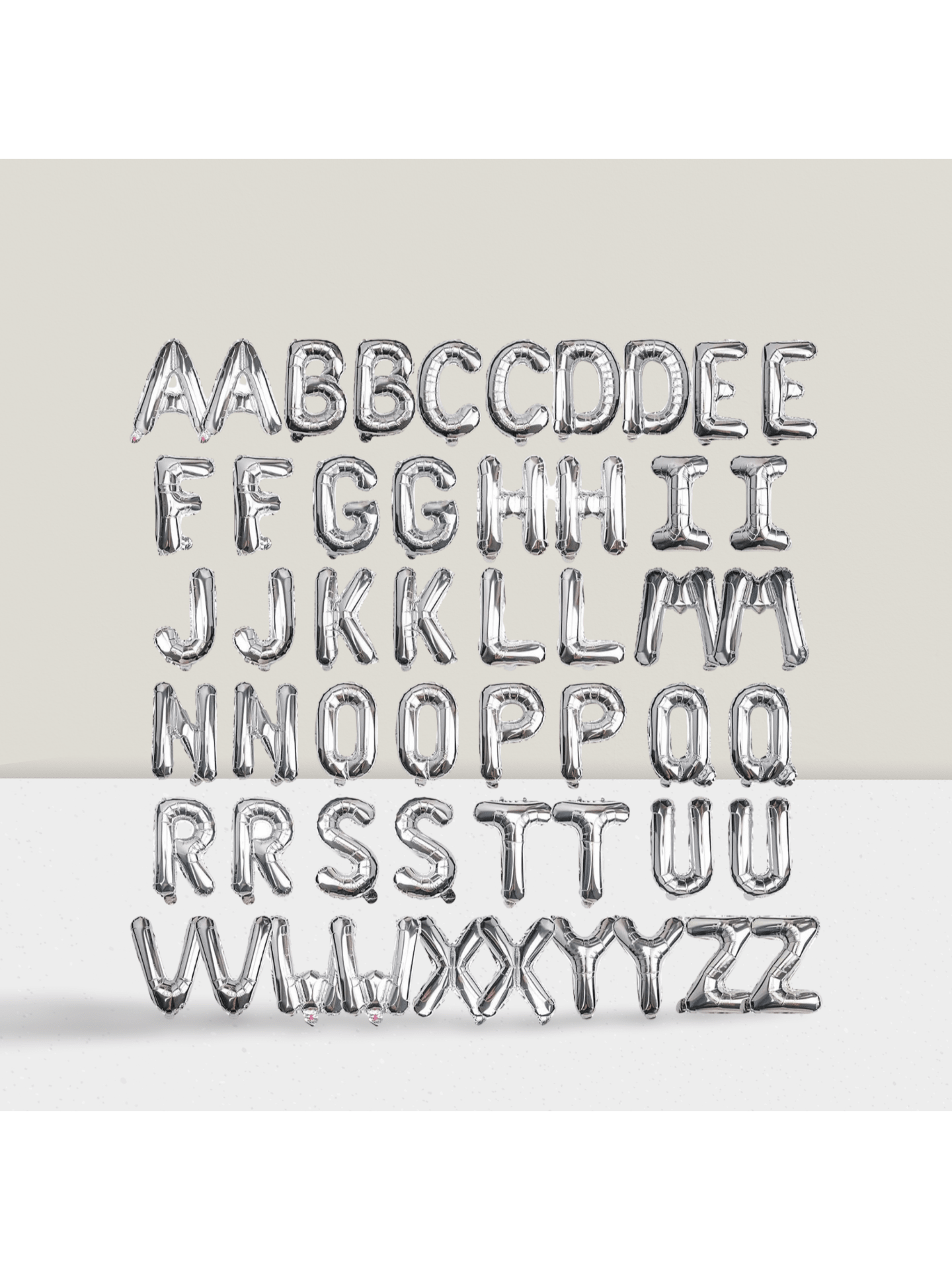 52pcs 16" Silver Foil Letter Balloons A-Z 2 Sets for Parties Graduation NYE