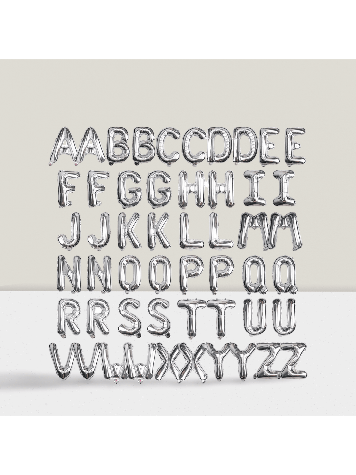 52pcs 16" Silver Foil Letter Balloons A-Z 2 Sets for Parties Graduation NYE
