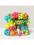 120pc Tropical Rainbow Balloon Arch Kit Hot Pink Green Orange Teal Blue