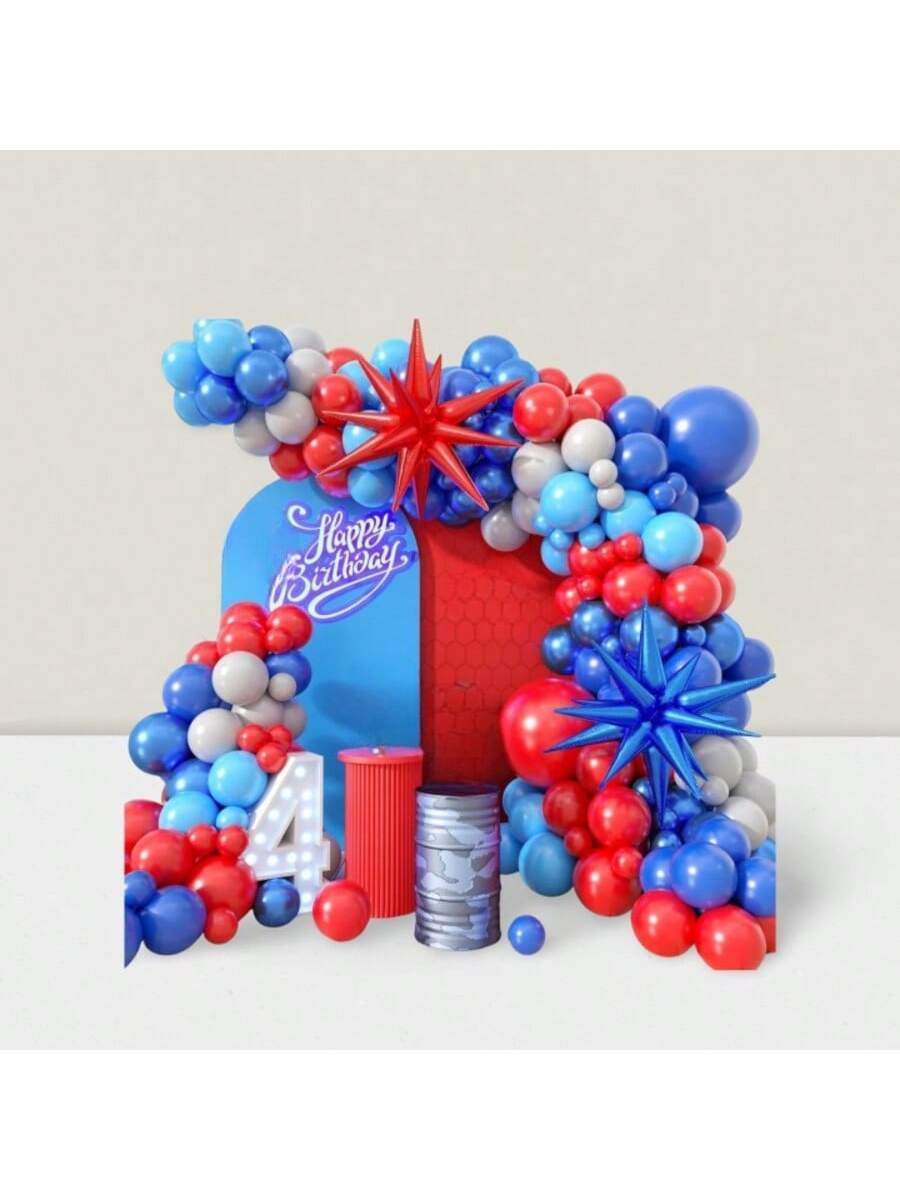 Red Blue Star Foil Balloon Garland Kit Bold Arch for Parties Showers Graduation