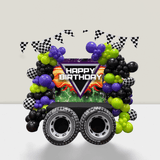 Truck Balloon Arch Kit 118 pcs Green Purple Black Silver Monster Truck Decor