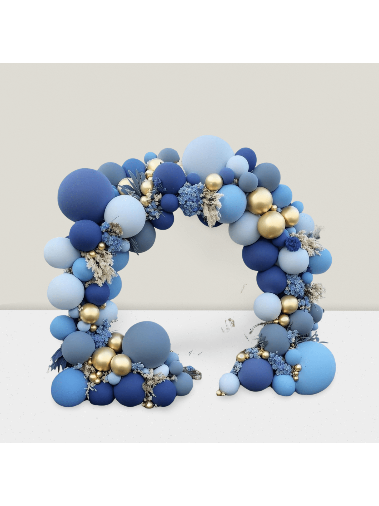 Dusty Blue Gold Balloon Arch Kit Double-Stuffed Pastel Balloons for Events