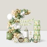 258pc Sage Green Baby Shower Decorations Balloon Garland Banner Boxes