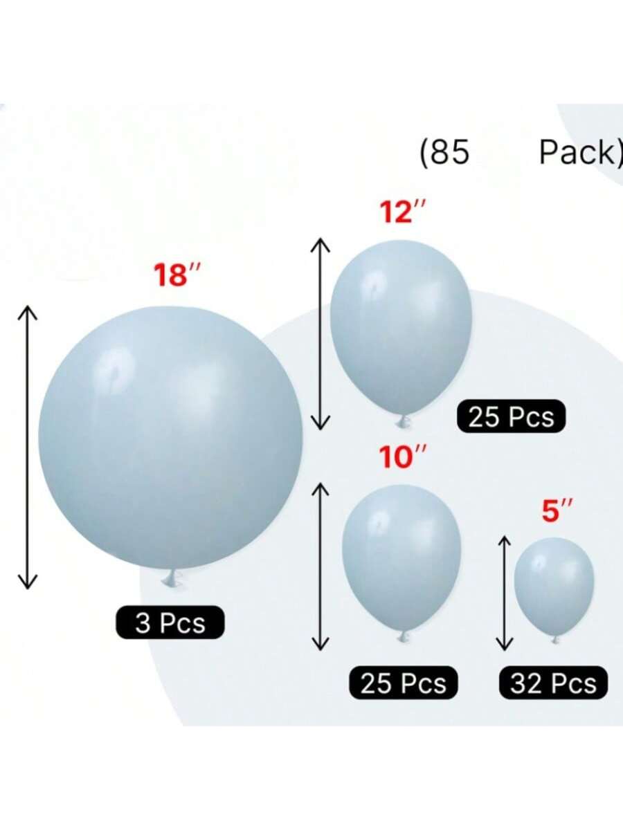 85-Piece Balloon Set for Garland or Arch for Birthday, Baby Shower, or Party