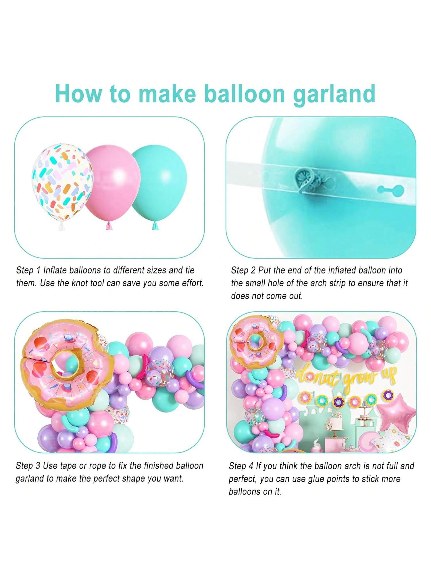 114pcs Donut Party Decor Set with Balloon Garland for Birthday & Baby Shower