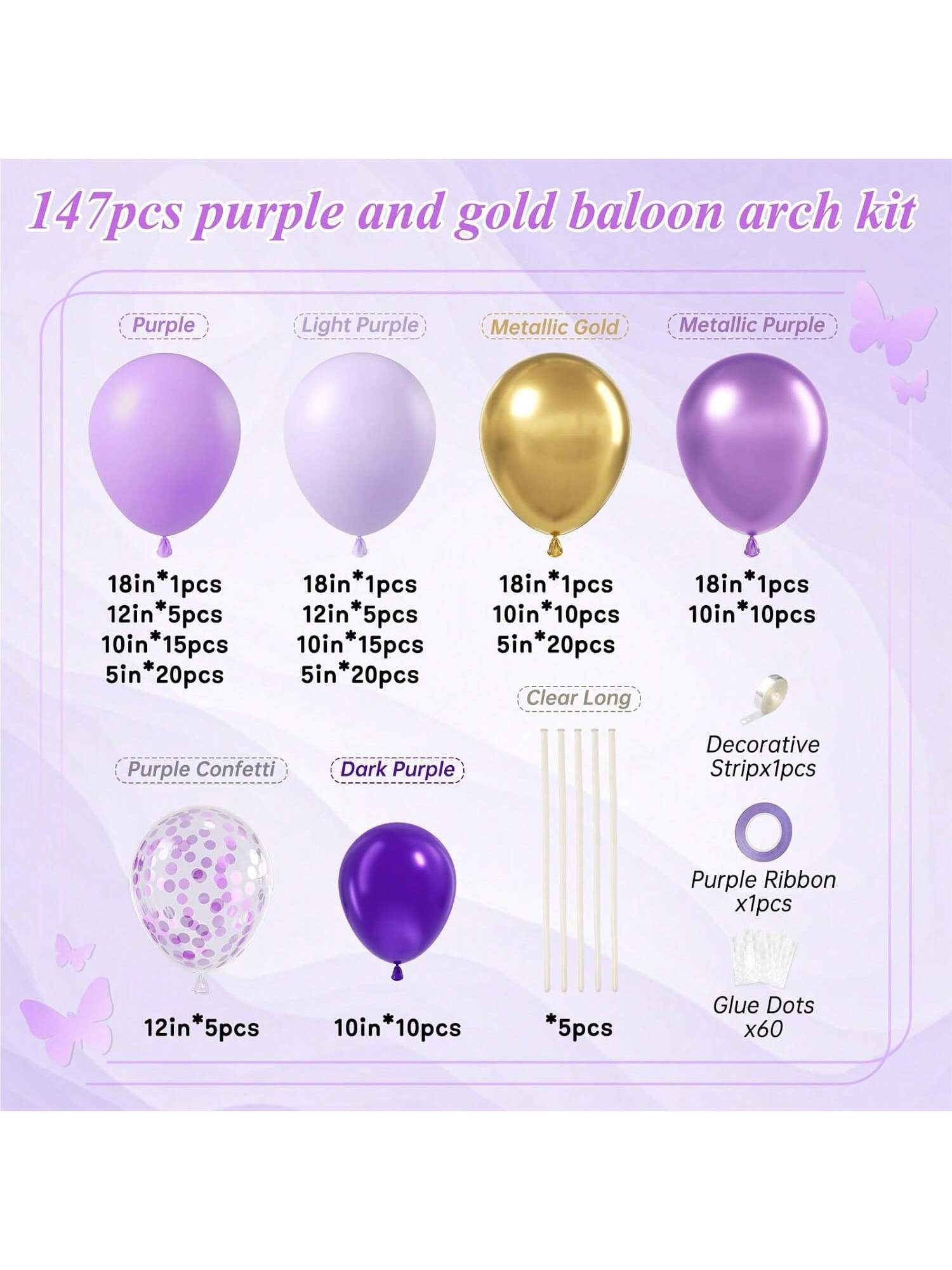 147pcs  Balloon Arch Kit For Wedding, Engagement, Bridal Shower & Birthday Decor