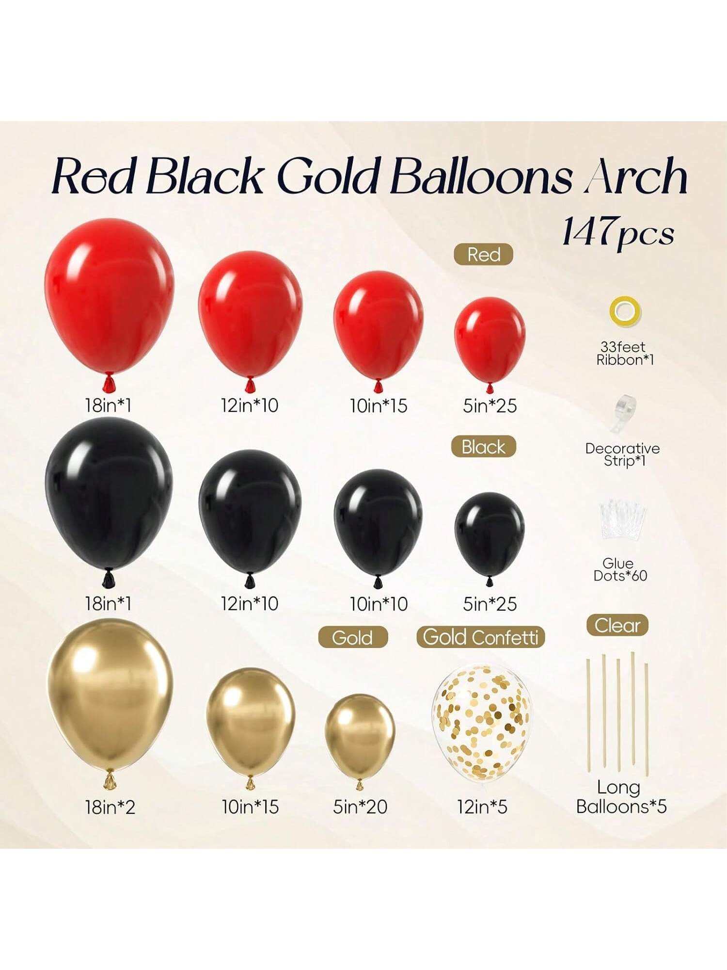 147pcs  Balloon Arch Kit For Wedding, Engagement, Bridal Shower & Birthday Decor