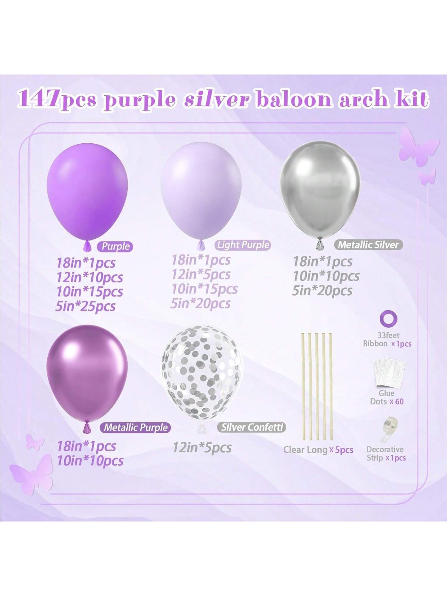147pcs  Balloon Arch Kit For Wedding, Engagement, Bridal Shower & Birthday Decor