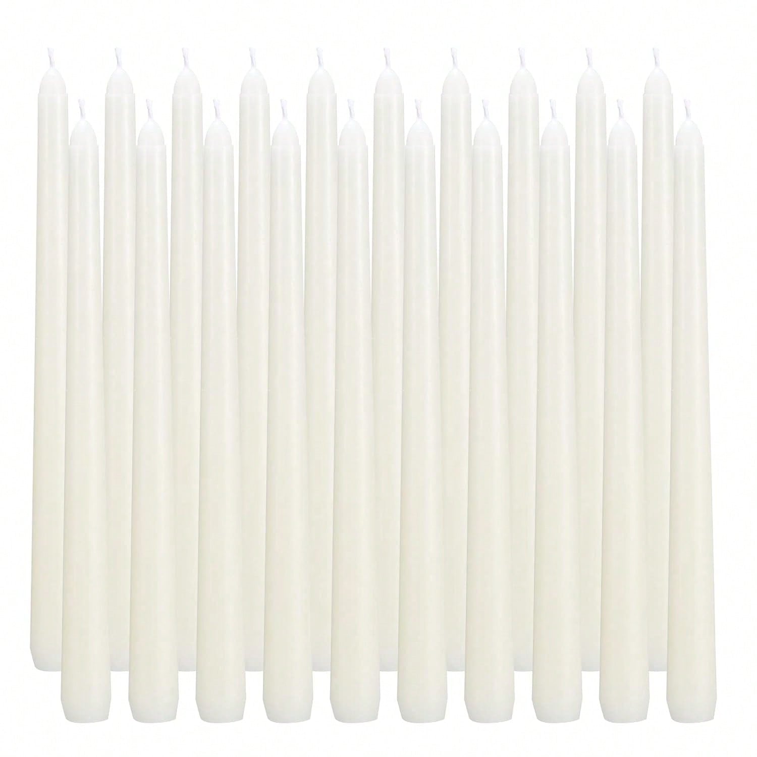 40 Ivory Taper Candles 10in Unscented Smokeless Long-Burning