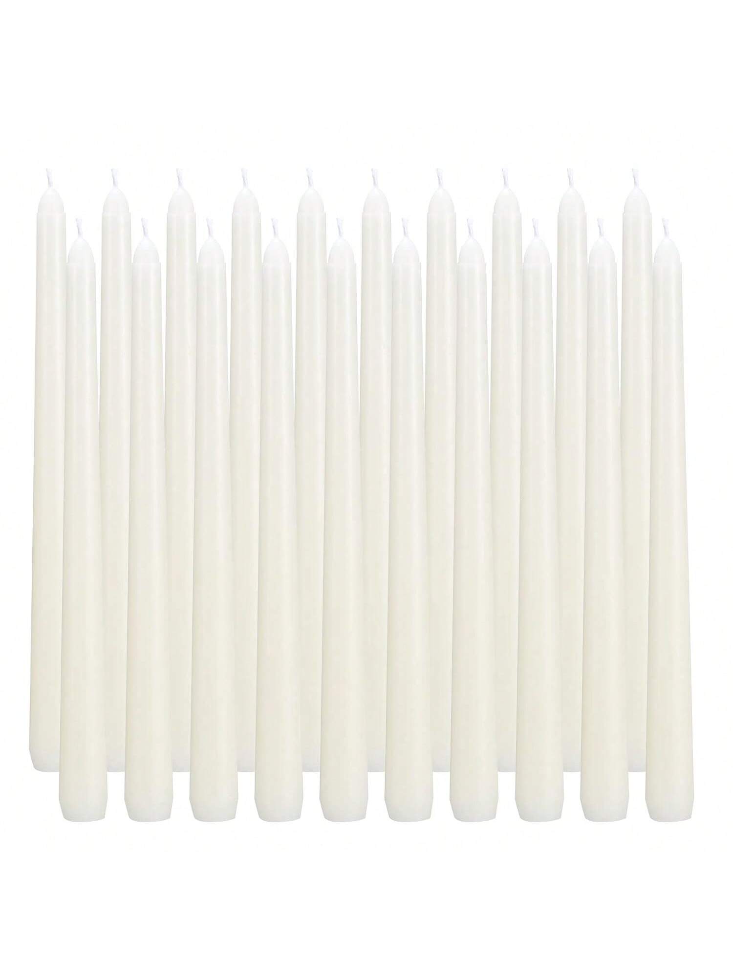40 Ivory Taper Candles 10in Unscented Smokeless Long-Burning