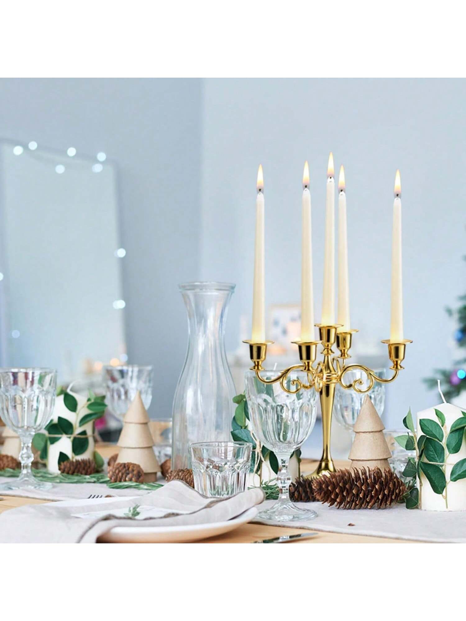 40 Ivory Taper Candles 10in Unscented Smokeless Long-Burning