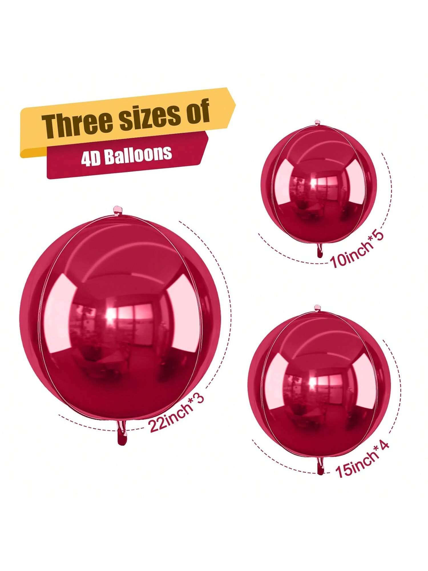 12pcs Metallic 4D Foil Balloons 22 15 10 Inch for Birthday Graduation Party Decor