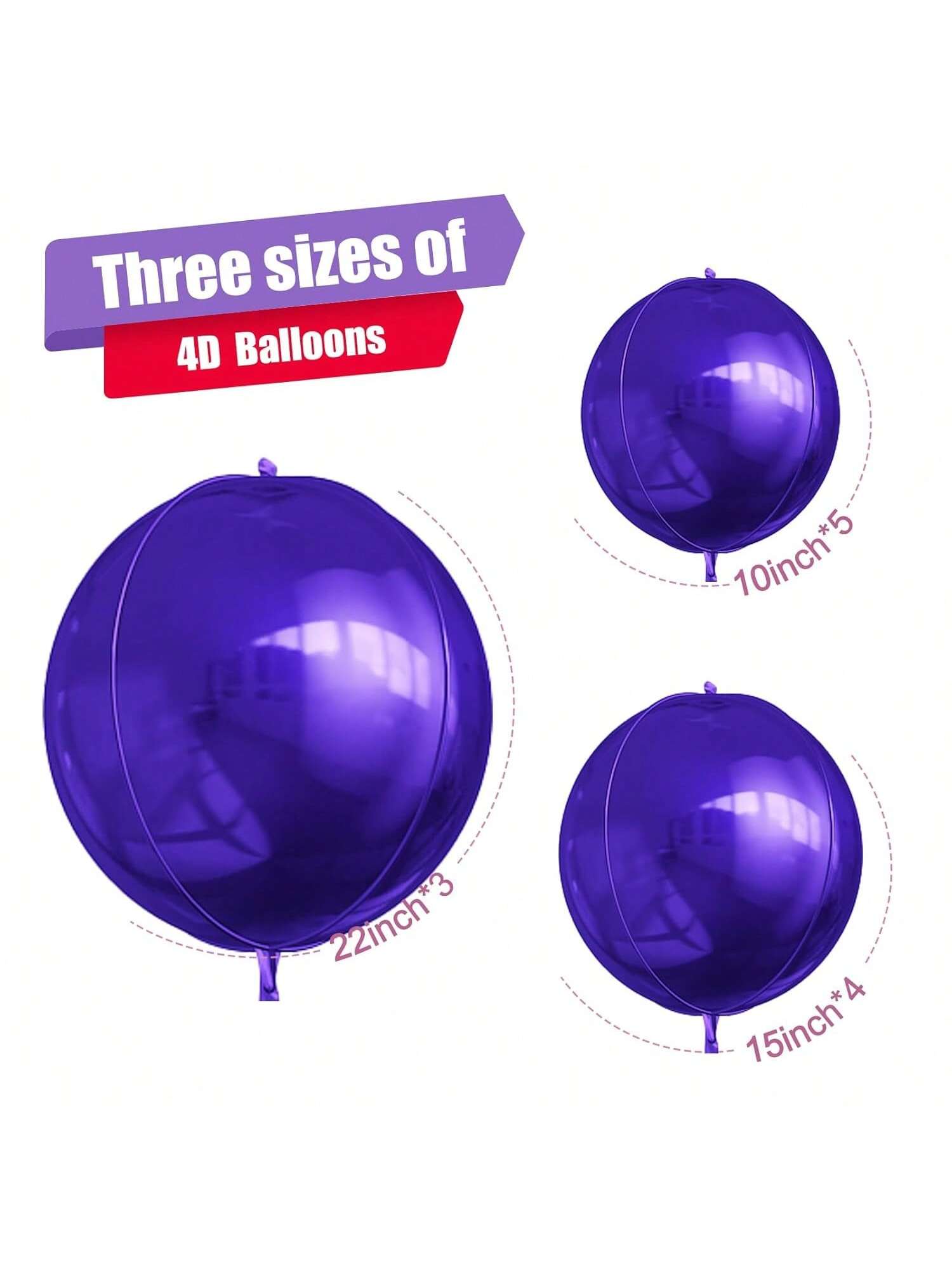 12pcs Metallic 4D Foil Balloons 22 15 10 Inch for Birthday Graduation Party Decor