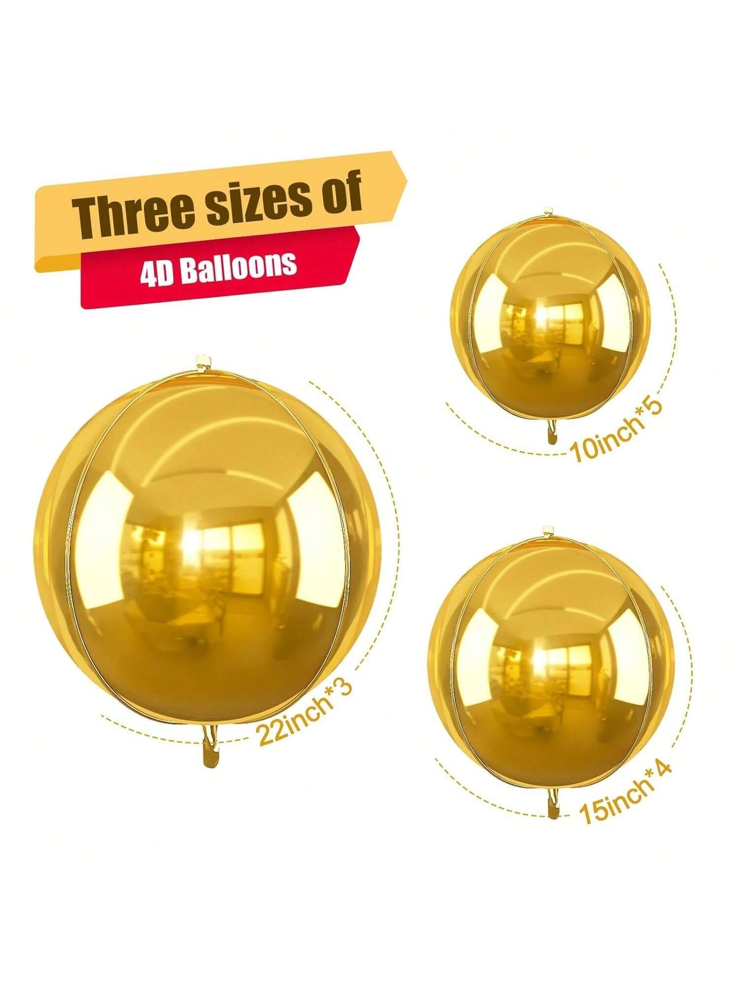 12pcs Metallic 4D Foil Balloons 22 15 10 Inch for Birthday Graduation Party Decor