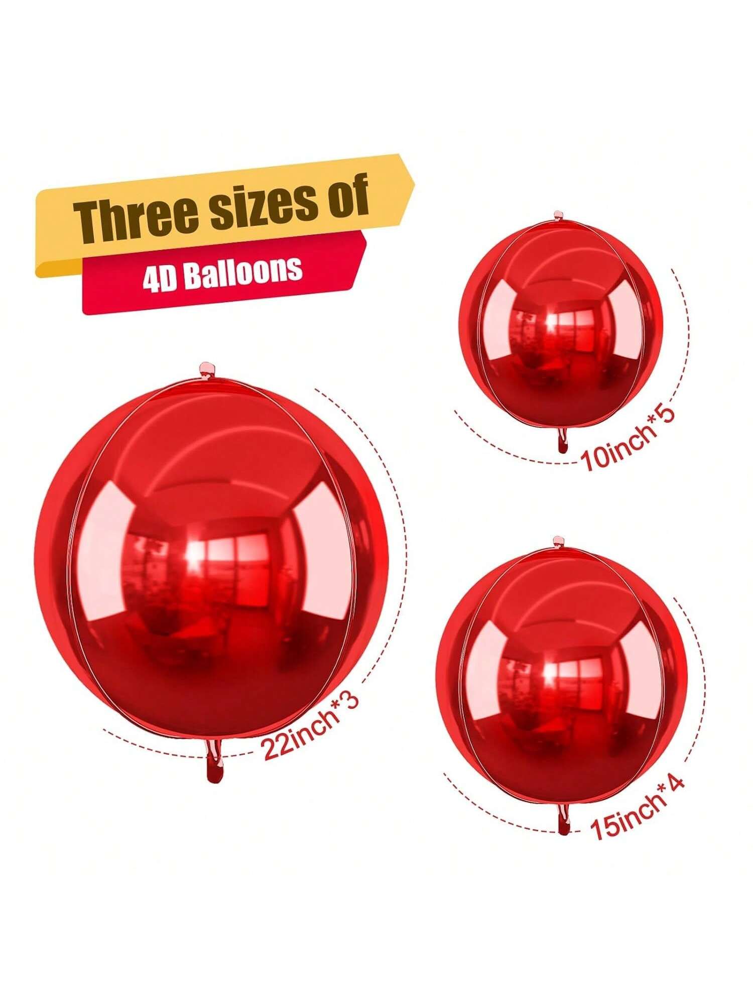 12pcs Metallic 4D Foil Balloons 22 15 10 Inch for Birthday Graduation Party Decor
