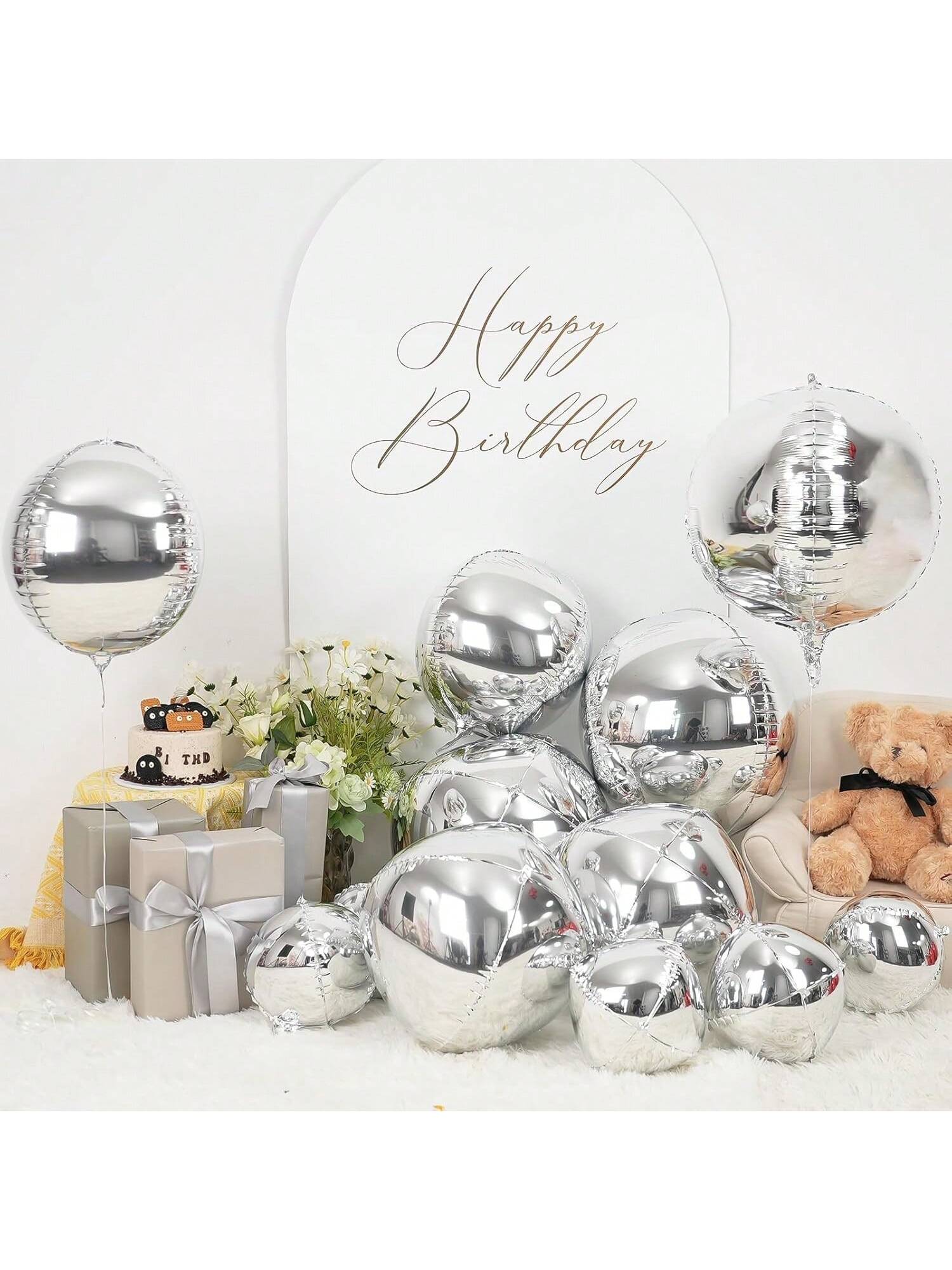 12pcs Metallic 4D Foil Balloons 22 15 10 Inch for Birthday Graduation Party Decor