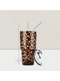 Stainless Steel Double Wall Insulated Tumbler With Straw, Lid, And Cleaning Brush For Hot & Cold Beverages-Brwon,Black,
