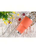 Stainless Steel Double Wall Insulated Tumbler With Straw, Lid, And Cleaning Brush For Hot & Cold Beverages-Orange,