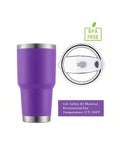 Stainless Steel Double Wall Insulated Tumbler With Straw, Lid, And Cleaning Brush For Hot & Cold Beverages-Purple,
