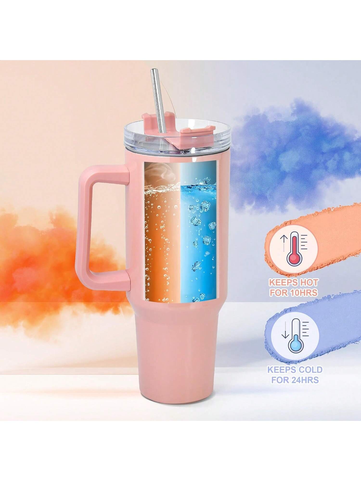 4-Pack 40oz Sublimation Tumblers with Handle Colored Stainless Steel