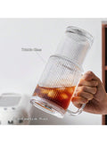 2-Pack 26oz Ribbed Glass Tumblers with Handle Lid and Straws